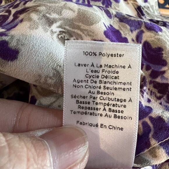 Talbots purple gray damask floral blouse - Picture 9 of 9